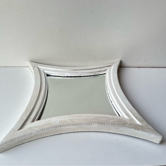 Vintage Silver Starburst Square Mirror - Mid-Century Modern Concave Wall Decor - Picture 3 of 6